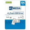 Pendrive, 64GB, USB 3.2 Gen1 + USB-C, alumínium ház, MYMEDIA 
