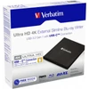 Blu-ray író, (külső meghajtó), 4K Ultra HD, USB 3.1 GEN 1 USB-C, VERBATIM 