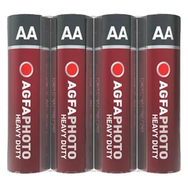 Elem, AA, 4 db, féltartós (szén-cink), zsugor, AGFAPHOTO "Heavy Duty"