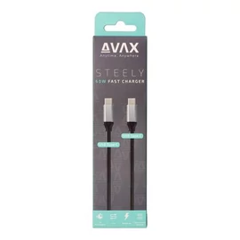 Töltőkábel, USB-C - USB-C, 60W, 1,5 m, AVAX "CB302G", acélszürke