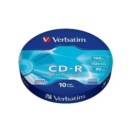 CD-R lemez, 700MB, 52x, 10 db, zsugor csomagolás, VERBATIM "DataLife"