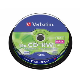CD-RW lemez, újraírható, SERL, 700MB, 8-10x, 10 db, hengeren VERBATIM