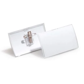 Névkitűző 54 x90mm, kombi klippel, 25 db/csomag, Durable Click Fold áttetsző