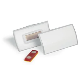 Névkitűző, mágnessel, elfordulásgátlóval, 75x40mm, DURABLE "CLICK FOLD", 10db/cs