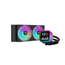 DeepCool CPU Water Cooler - LP240 (max 21dB; max. 122,39 m3/h; 2x12cm, LED kijelző, fekete)