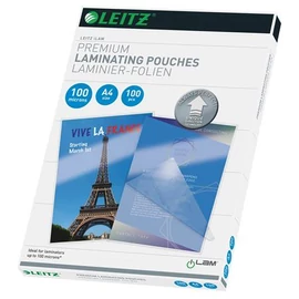 Meleglamináló fólia, 100mikron, A4, fényes, UDT technológiával, LEITZ "iLam", 100db/cs