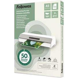 Meleglamináló fólia, 80 mikron, A5, fényes, 100 db, FELLOWES "Light"