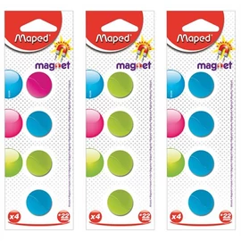 Mágnes, kerek, 22mm, MAPED, vegyes színek, 4db/bliszt
