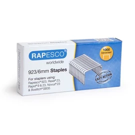 Tűzőkapocs, erős, 923/6, horganyzott, RAPESCO, 1000db/doboz