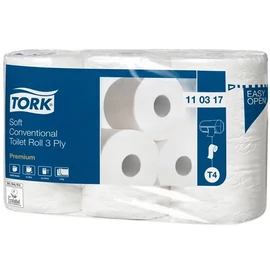 Toalettpapír, T4 rendszer, 6tek/cs, 3rétegű, 12cm átmérő, Premium, TORK "Soft", fehér