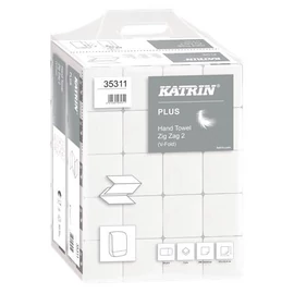 Kéztörlő, Z hajtogatott, 2 rétegű, 200lap, KATRIN, hófehér, 20csom/krt