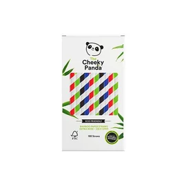Szívószál, bambusz, egyenes, lebomló, bambusz, XL méret, 100 db, CHEEKY PANDA, vegyes színek