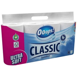 Toalettpapír, 3 rétegű, 8 tekercses, OOOPS "Classic", sensitive