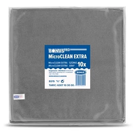 Törlőkendő, univerzális, 10 db, 40x40 cm, BONUS "MicroCLEAN Extra", szürke
