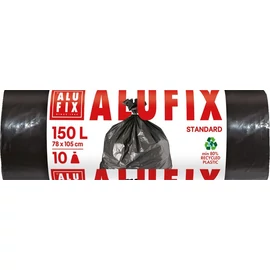 Szemeteszsák, 150 l, 10 db, 80x105 cm, 35 µ, ALUFIX, fekete