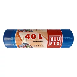 Szemeteszsák, zárószalagos, 40 l, 15 db, 60x60 cm, 20 µ, ALUFIX, kék