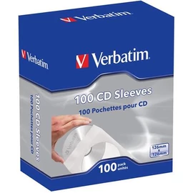 CD/DVD boríték, papír, ablakos, bebújtatós fül, VERBATIM, fehér, 100db/cs