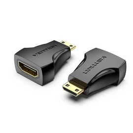 ADAPTER mini HDMI/M -> HDMI/F (4K,fekete), Vention