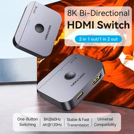 SWITCHER HDMI (8K, 2-Portos kétirányú, szürke) , Vention