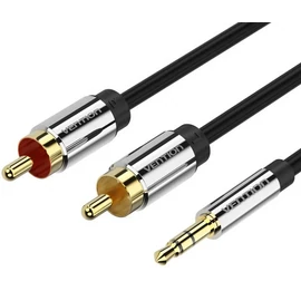 KÁBEL 3.5mm jack/M -> 2*RCA/M, 2m, (audio), Vention