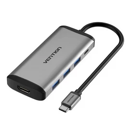 KONVERTER USB-C -> HDMI/3*USB3.0/RJ45/PD, 0,15m,  Vention