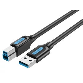 KÁBEL USB-A 3.0/M -> USB-B/M, 1m, (PVC,fekete), Vention