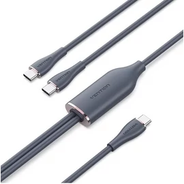 KÁBEL USB-C/M -> 2*USB-C/M, 1,5m, (5A,fekete), Vention