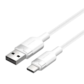 KÁBEL USB-A 2.0/M -> USB-C/M, 1m,(fehér,3A), Vention