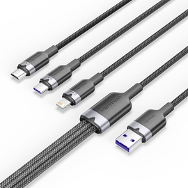 KÁBEL USB-A 2.0/M -> USB-C/Light/M.B, 1,5m,(Bk,6A), Vention