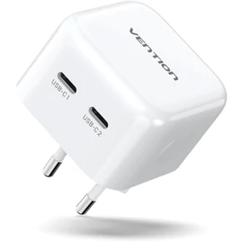 TÖLTŐ USB-C+C (2port,35W/35W,fehér), Vention