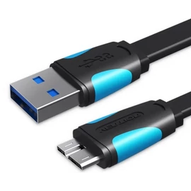 KÁBEL USB-A 3.0/M -> Micro USB-B,  0,2m,(lapos,fek) Vention