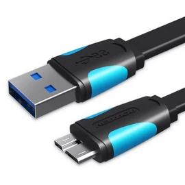 KÁBEL USB-A 3.0/M -> Micro USB-B,  0,5m,(lapos,fek) Vention