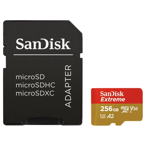 Sandisk 256GB microSDXC Class 10 U3 V30 A2 Extreme + adapterrel