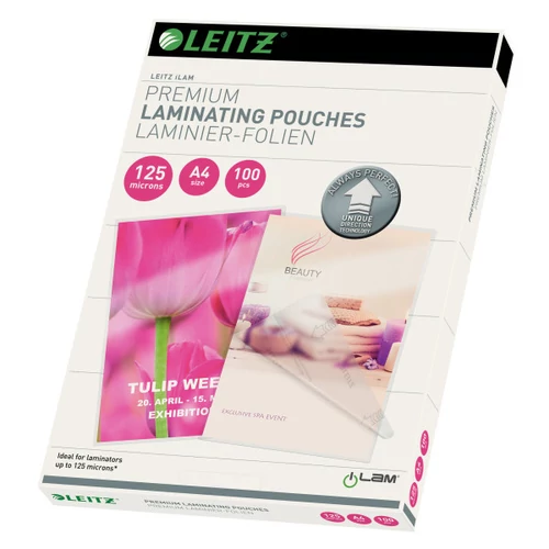 Meleglamináló fólia, 125mikron, A4, fényes, UDT technológiával, LEITZ 