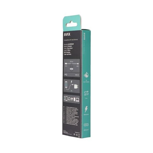 Töltőkábel, USB-A - USB-C, 1,5 m, AVAX 