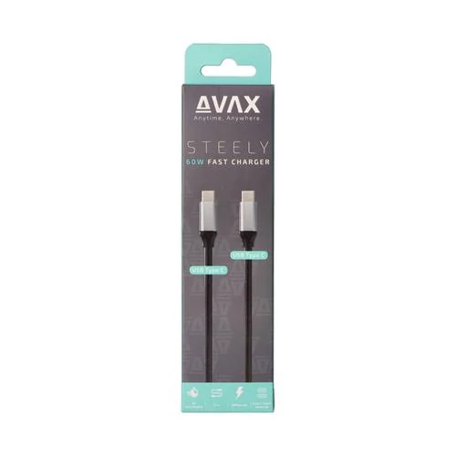 Töltőkábel, USB-C - USB-C, 60W, 1,5 m, AVAX 