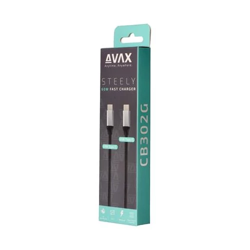 Töltőkábel, USB-C - USB-C, 60W, 1,5 m, AVAX 
