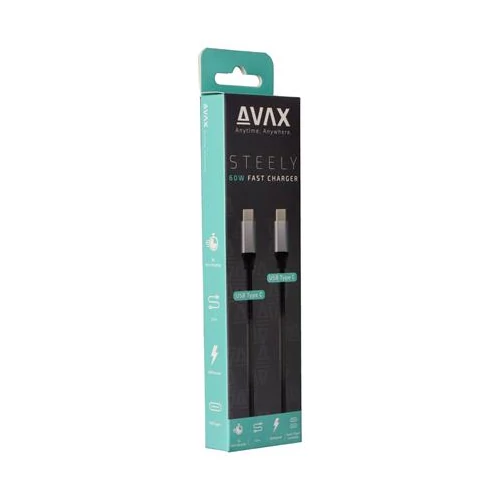 Töltőkábel, USB-C - USB-C, 60W, 1,5 m, AVAX 