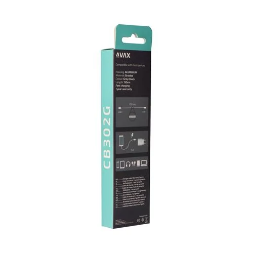 Töltőkábel, USB-C - USB-C, 60W, 1,5 m, AVAX 