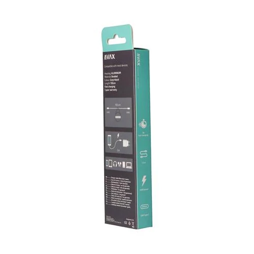 Töltőkábel, USB-C - USB-C, 60W, 1,5 m, AVAX 