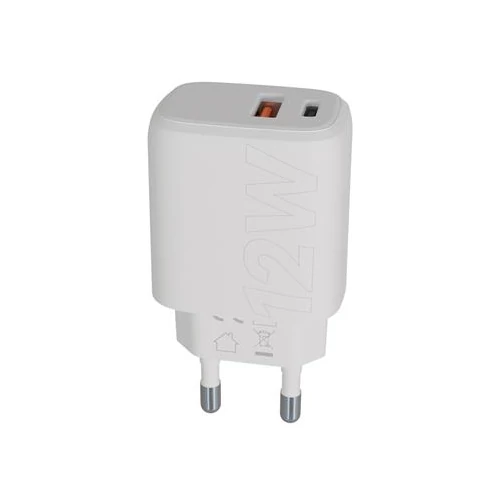 Hálózati töltő, USB-A + USB-C, 12W, AVAX 