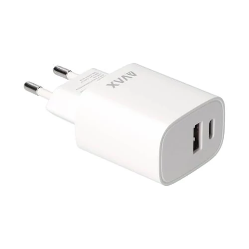 Hálózati töltő, USB-A + USB-C, 20W, AVAX 