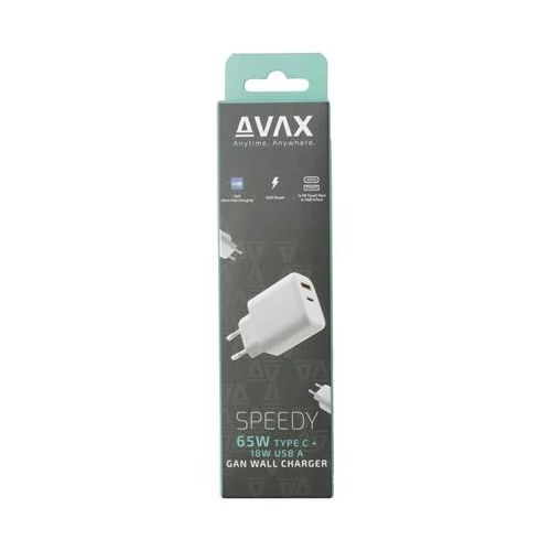 Hálózati töltő, GaN, USB-A + USB-C, AVAX 