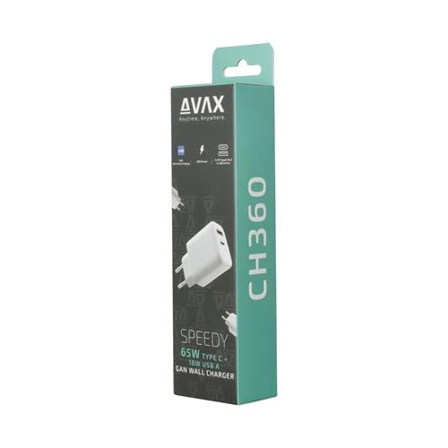 Hálózati töltő, GaN, USB-A + USB-C, AVAX 