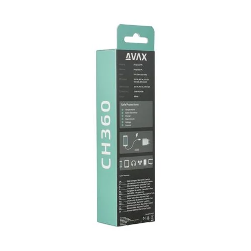 Hálózati töltő, GaN, USB-A + USB-C, AVAX 