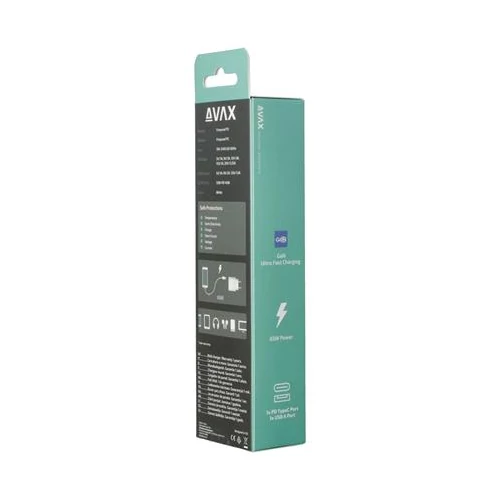 Hálózati töltő, GaN, USB-A + USB-C, AVAX 