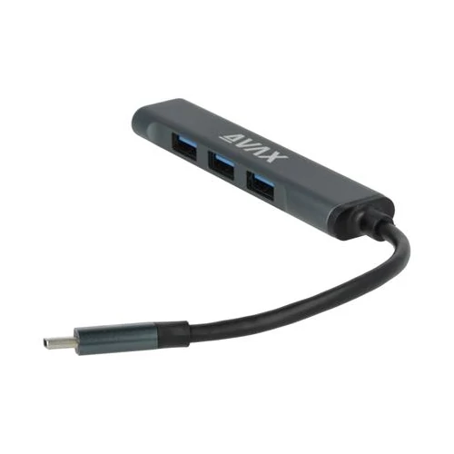 USB-C elosztó-HUB, 4 port, USB 3.0, AVAX 