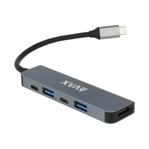 USB-C elosztó-HUB, HDMI+USB-C+2xUSB 3.0, PD, AVAX 