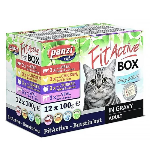 Állateledel alutasakos PANZI FitActive FitaBox macskáknak 12x100g