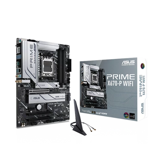 Asus Alaplap - AMD PRIME X670-P WIFI AM5 (X670, ATX, 4xDDR5 6400+MHz, LAN, 6xSATA3, 3x M.2, RAID, HDMI+DP)
